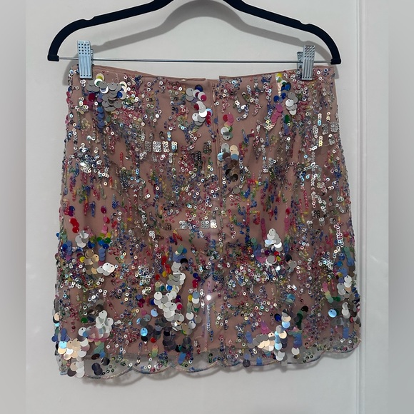 Milly LIKE NEW Kristina Confetti rainbow sequin blingy scallop hem mini skirt -6 - Picture 6 of 16